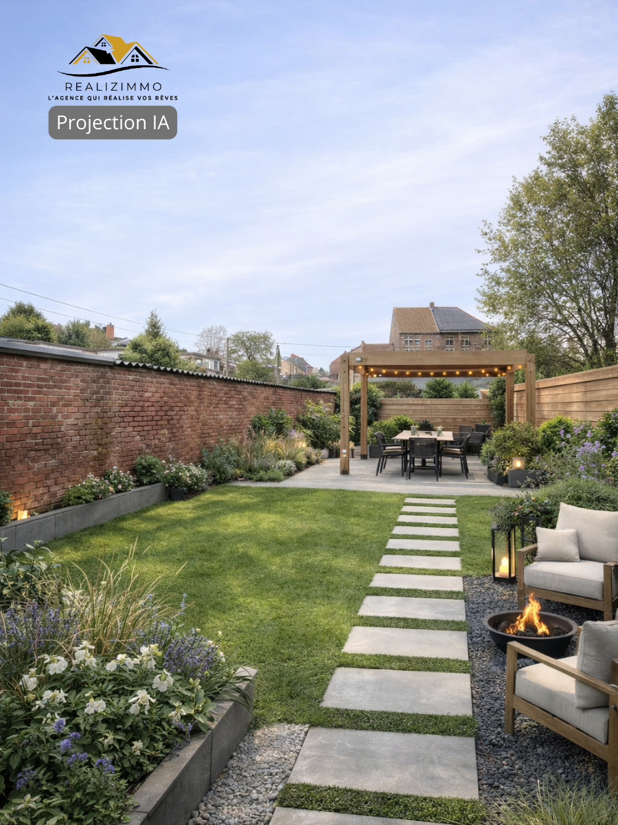 Maison deux façades avec jardin et garage